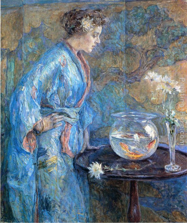 Girl in Blue Kimono painting - Robert Reid Girl in Blue Kimono art painting